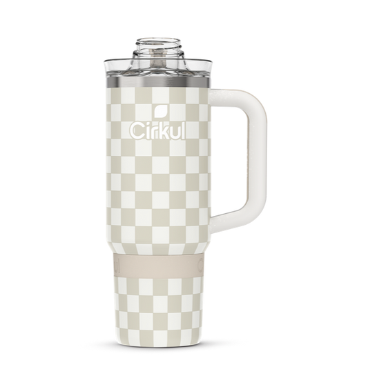 Limited Edition: 30oz. Taupe  Tartan Travel StrawSip™ Tumbler